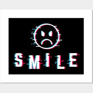 Smile glitched Posters and Art